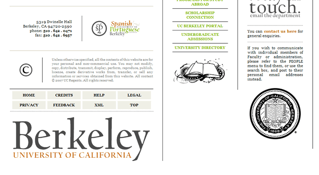 Department of Spanish and Portuguese, UC Berkeley website footer design example