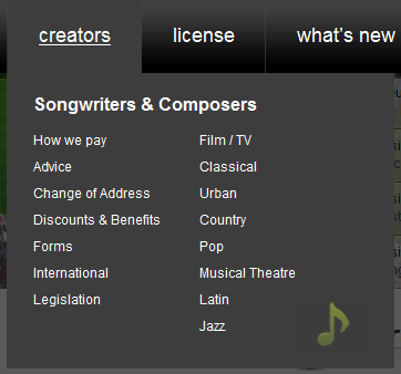 BMI mega menu design example