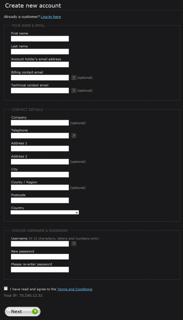 Brightbox signup form design example