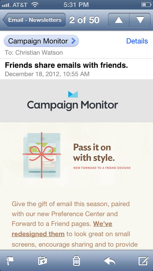 Campaign Monitor mobile email design