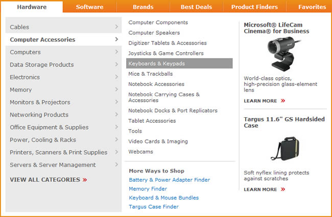 CDW Mega Menu Design Example