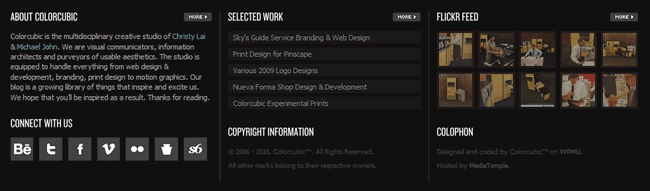 Colorcubic website footer design example
