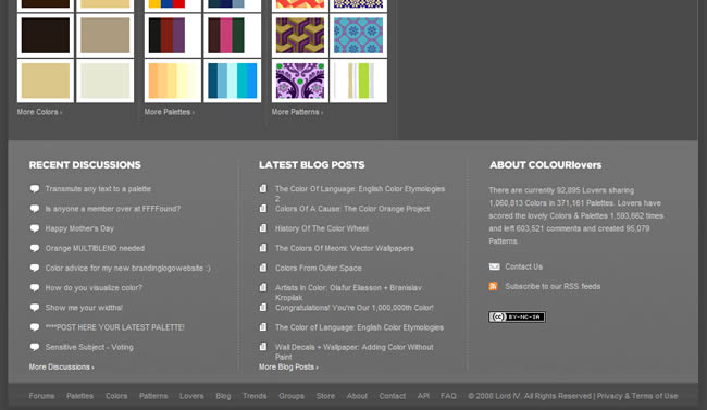 COLOURlovers website footer design example