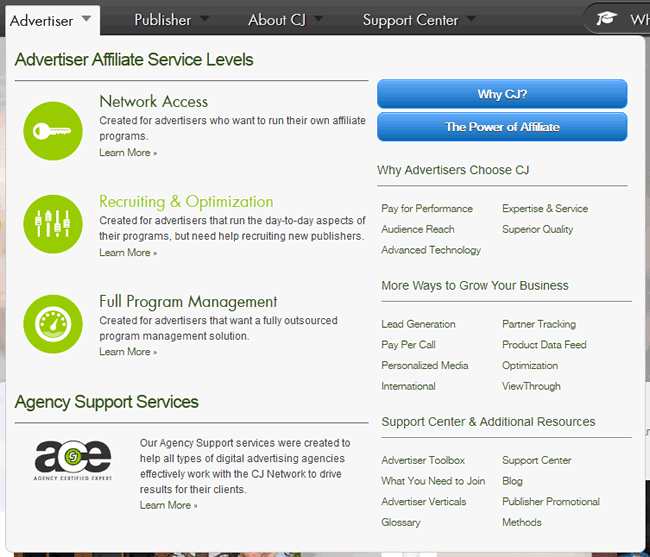 Commission Junction Mega Menu Design Example