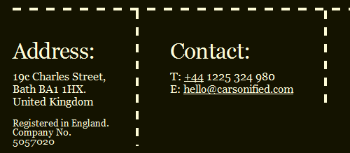 Contact information in Carsonified website footer