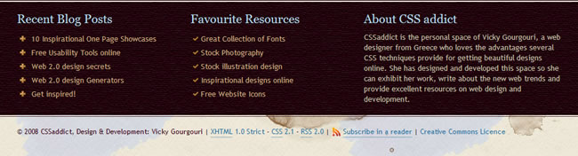 CSS Addict website footer design example