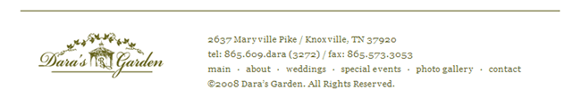Daras Garden website footer design example