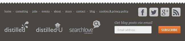 distilled website footer design example