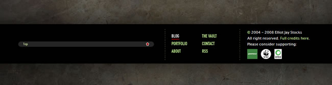 Elliot Jay Stocks website footer design example