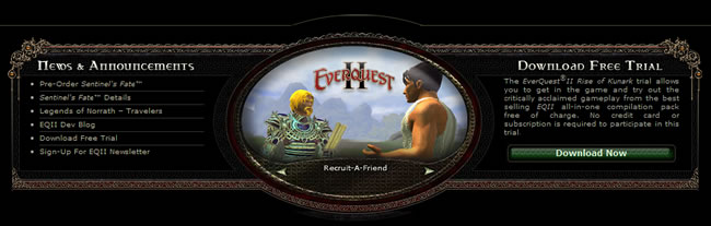 EverQuest 2 website footer design example