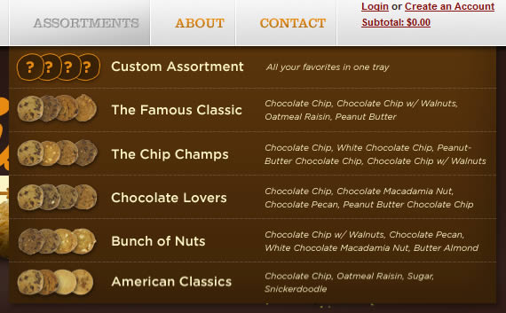 The Famous 4th Street Cookie Company mega menu design example