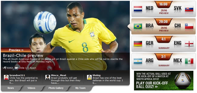 FIFA website carousel design example