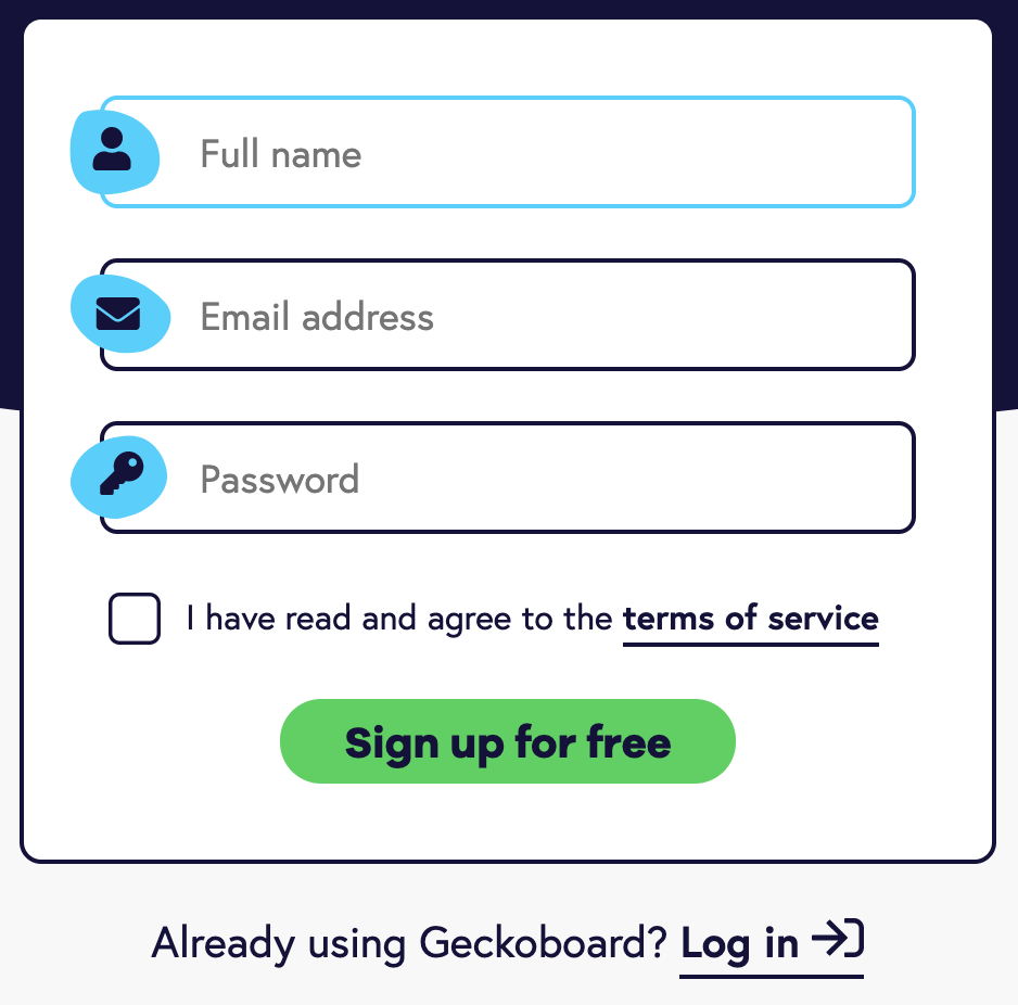 Geckoboard signup form design