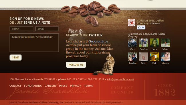 Goodson Bros. Coffee Company website footer design example