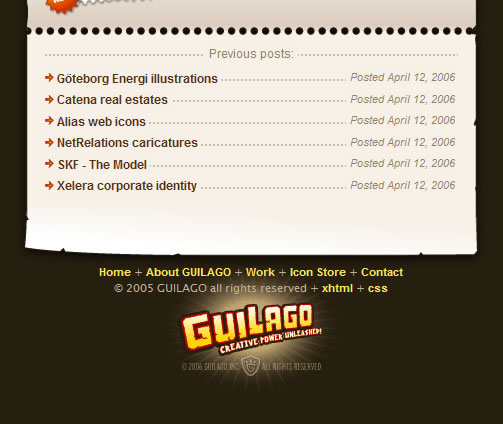 GUILAGO website footer design example