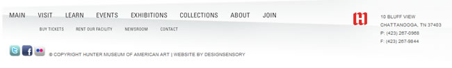 Hunter Museum of American Art website footer design example