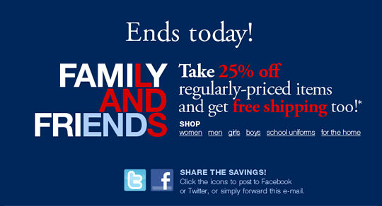 Lands End sale email design example