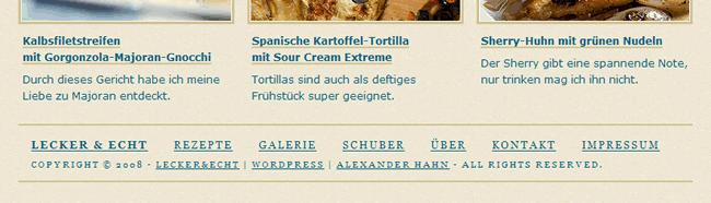 lecker & echt website footer design example
