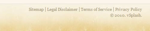 vSplash website footer with legal links