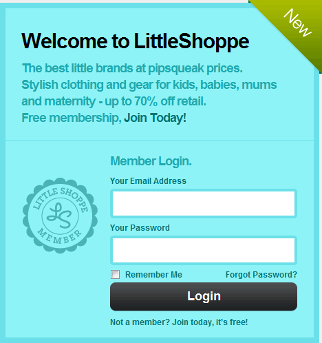 LittleShoppe online signup form design example