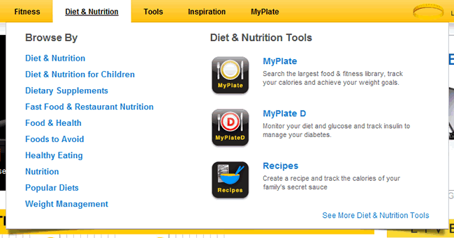 LIVESTRONG.COM mega menu design example