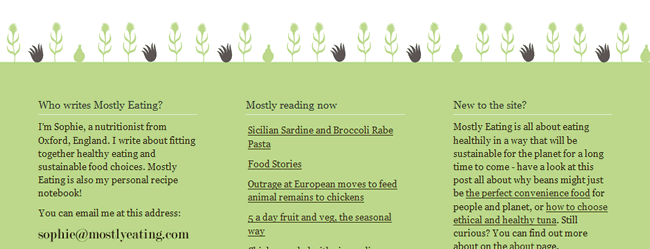 Mostly Eating website footer design example
