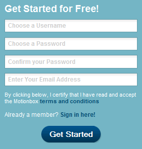 Motionbox registration form design example