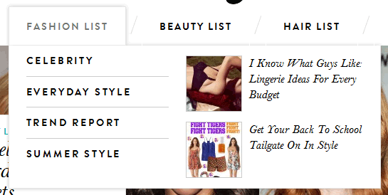 StyleList Mega Menu Design Example