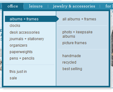 UncommonGoods mega menu design example