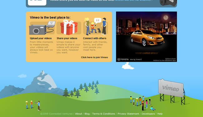 Vimeo website footer design example