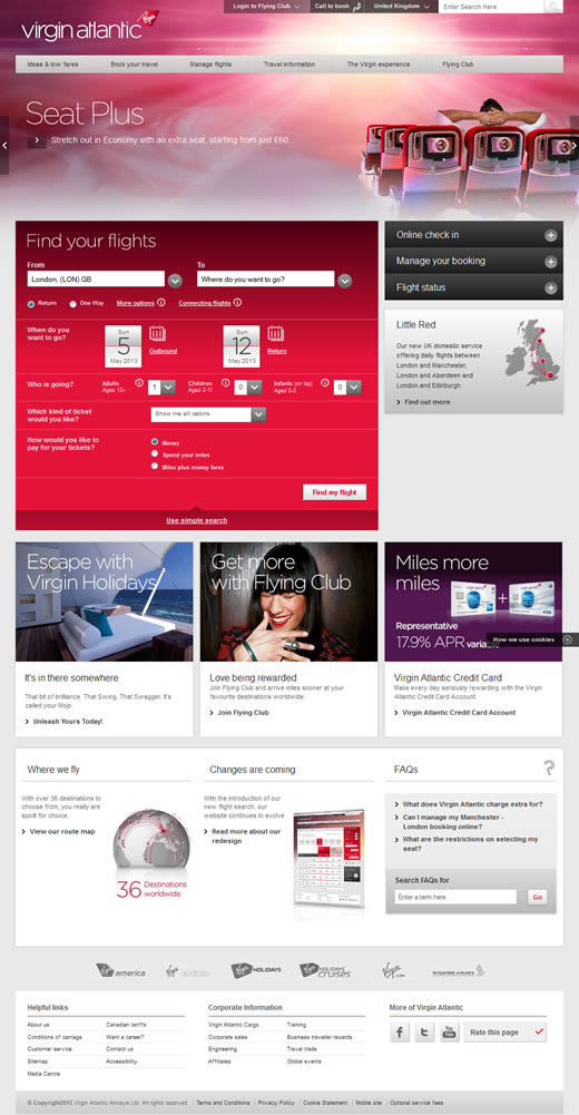 Virgin Atlantic website