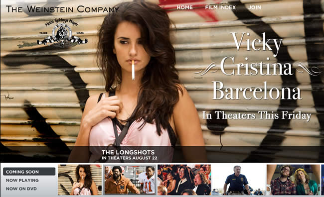 The Weinstein Company website carousel design example