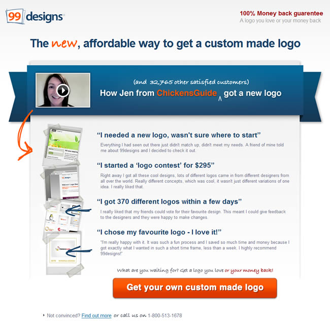 99designs landing page design example