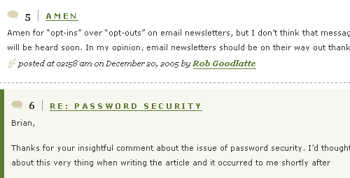 A List Apart blog comment design example