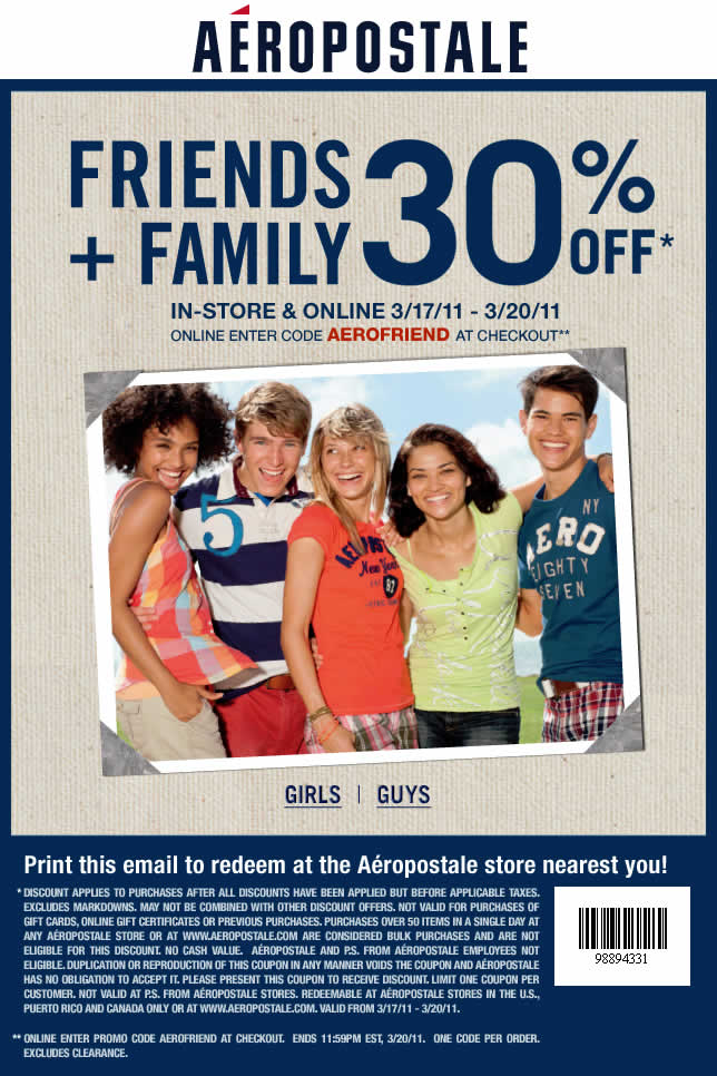 Aeropostale online coupon design example