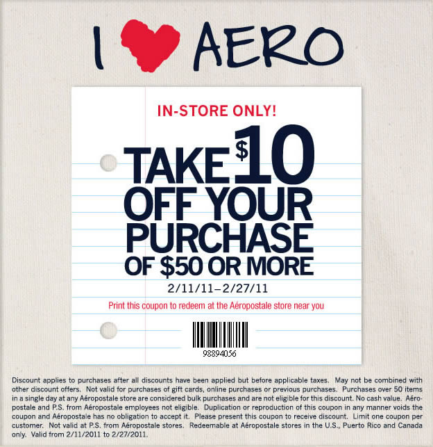 Aéropostale online coupon design example