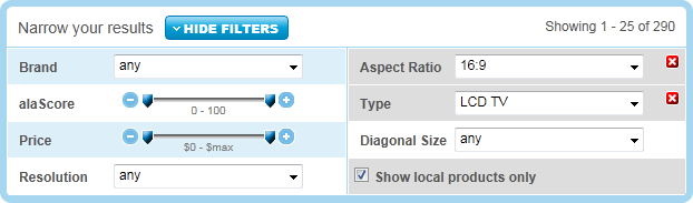 alaTest faceted navigation design example