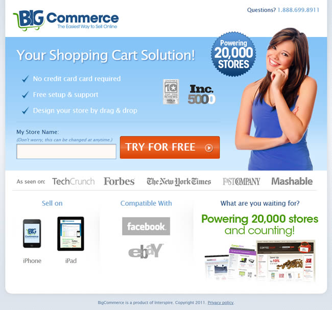 Big Commerce landing page design example