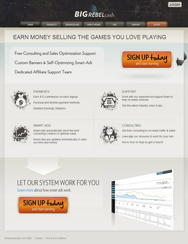 BigRebelCash landing page design example