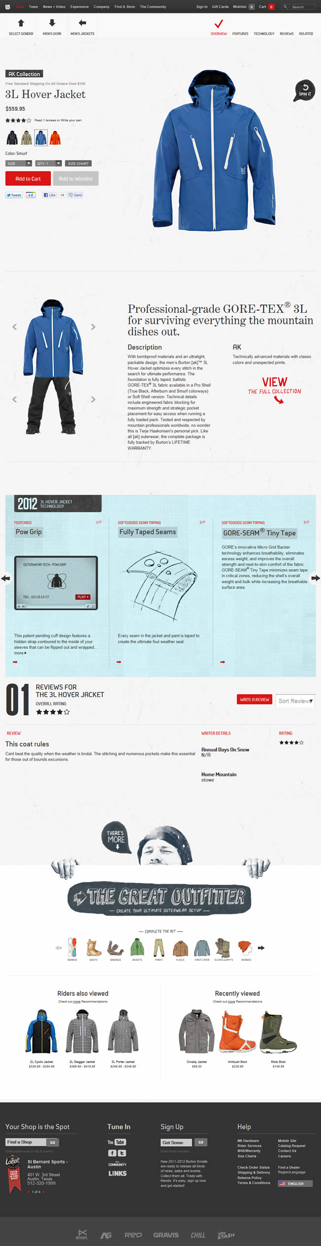 Burton ecommerce product page design example