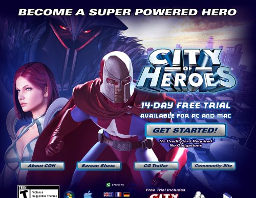 City of Heroes landing page