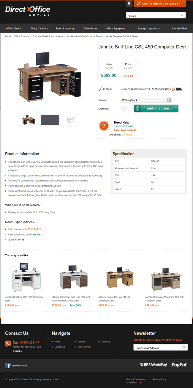 Direct Office Supply ecommerce product page design example