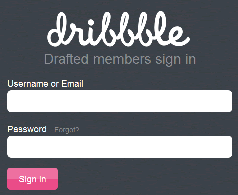 Dribbble login form design example