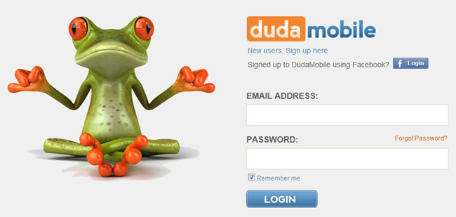 Duda Mobile login form design example