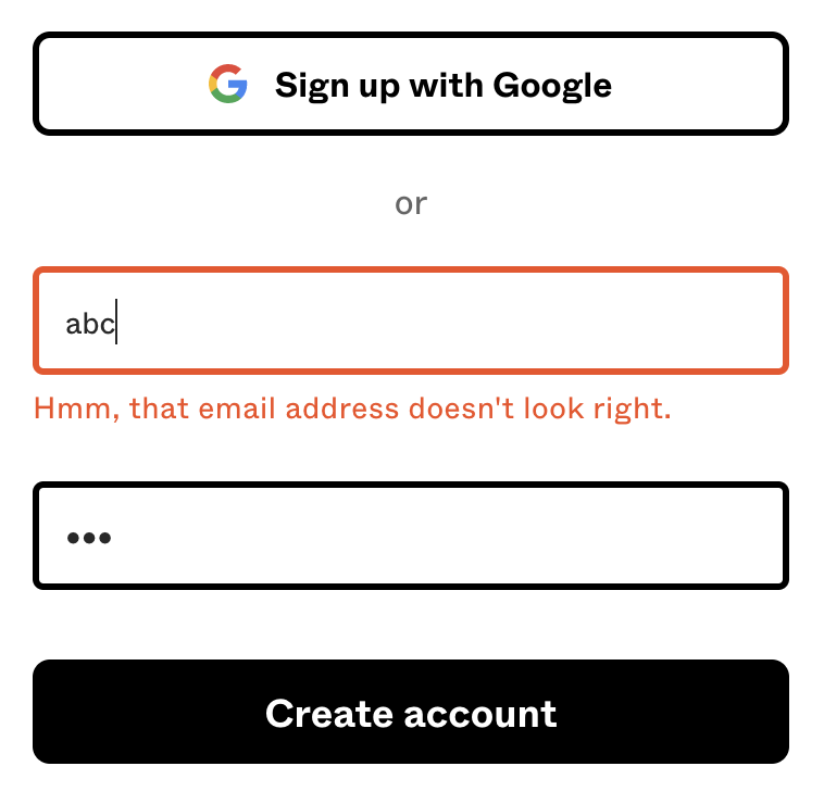 Figma online form error message example