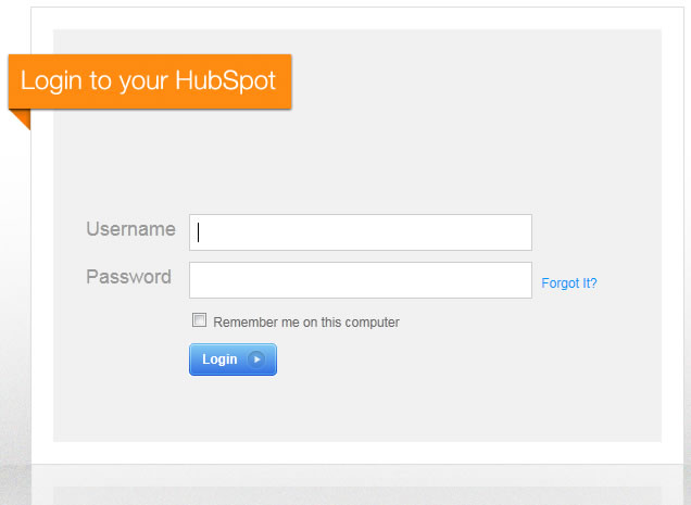 HubSpot login form design example