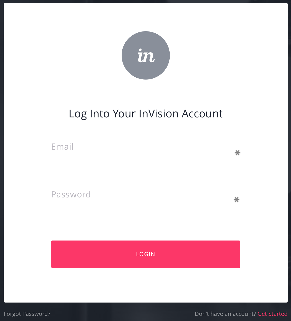 Invision login form design example