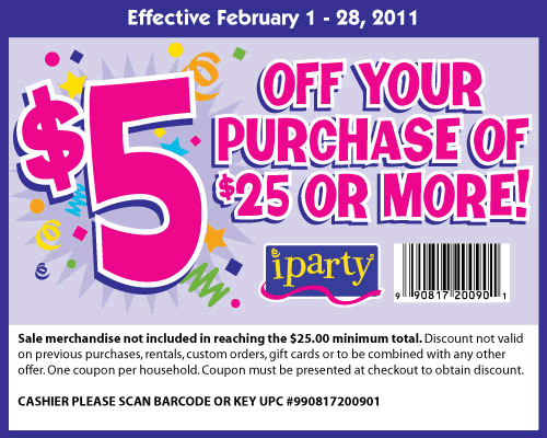 iparty online coupon design example