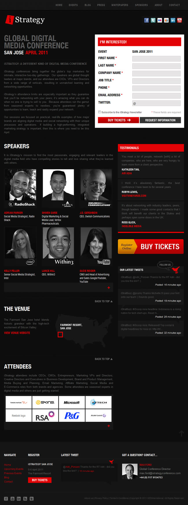 iStrategy Global Digital Media Conference landing page design exammple