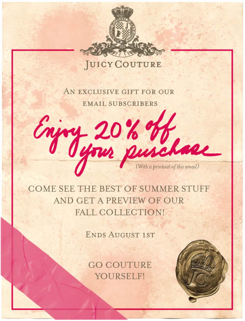 Juicy Couture online coupon design example